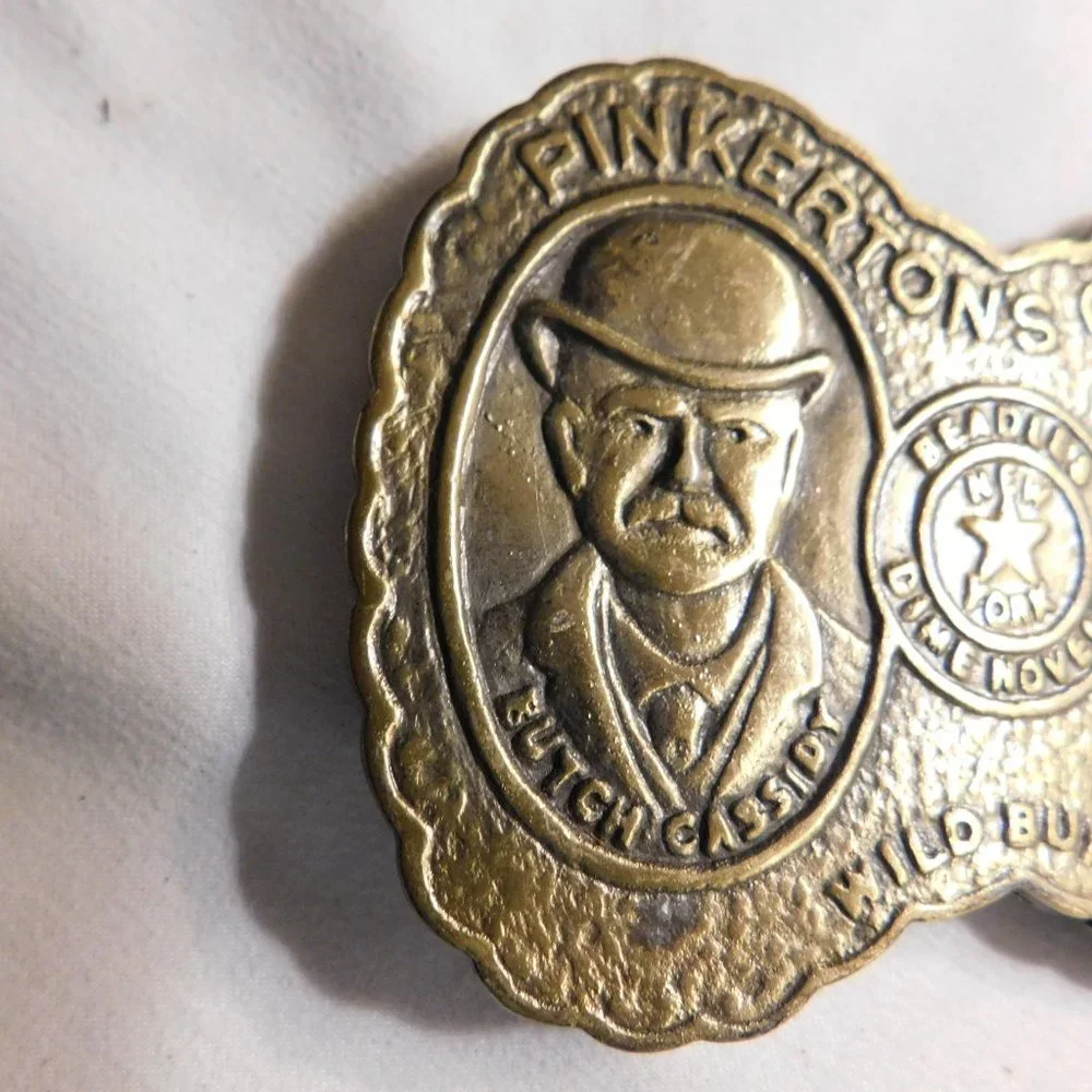 Pinkertons Gallery Brass Belt Buckle Butch Cassidy and Sundance Kid